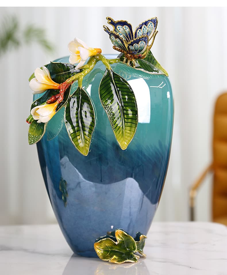 Turquoise Enamel Glass Vase detail 9